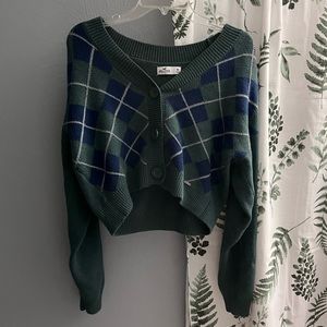 HOLLISTER Green Cropped Cardigan